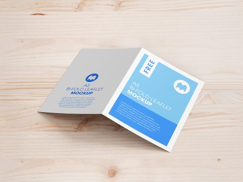 A5-Bi-Fold-Leaflet-Mockup-02 - Free Mockup World