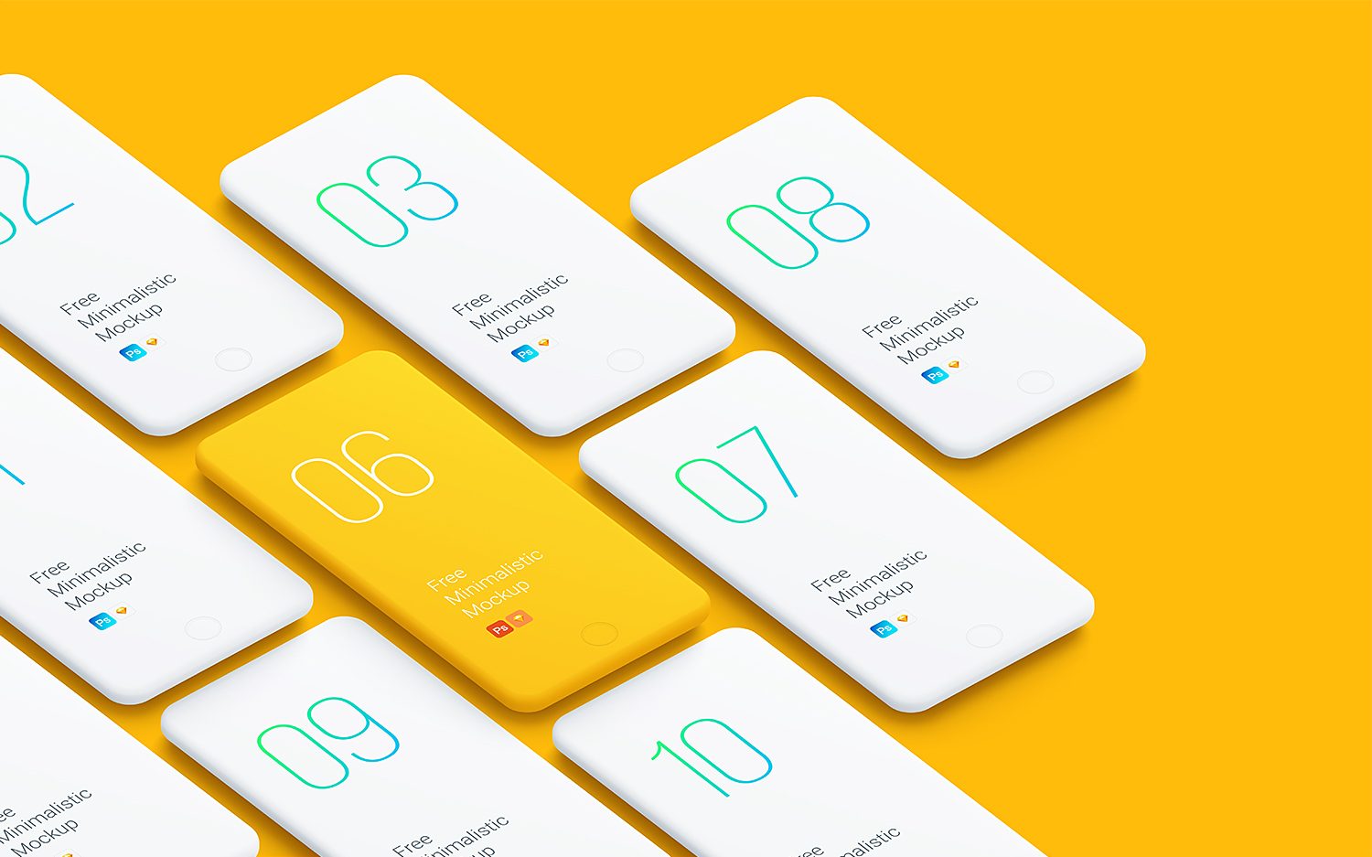 Free Minimalistic iPhone Mockups PSD