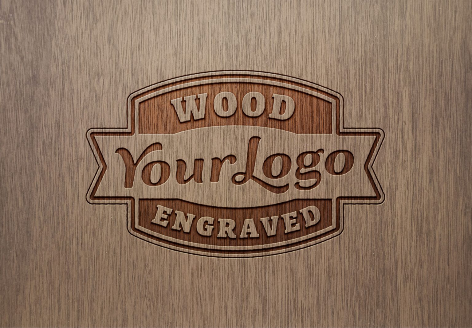 3d wooden logo mockup