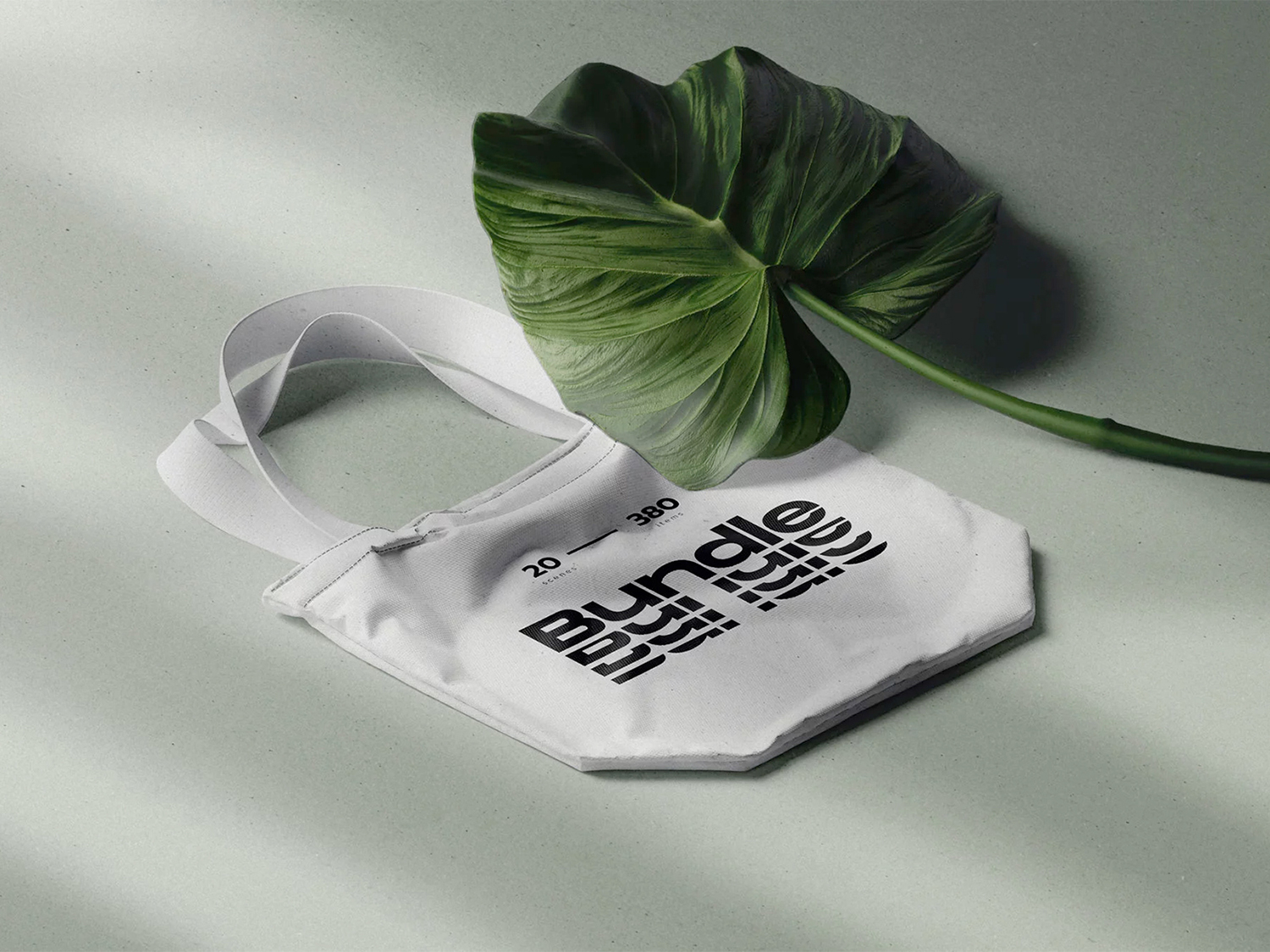 Fabric Bag PSD Free Mockup with Tropic Leaf