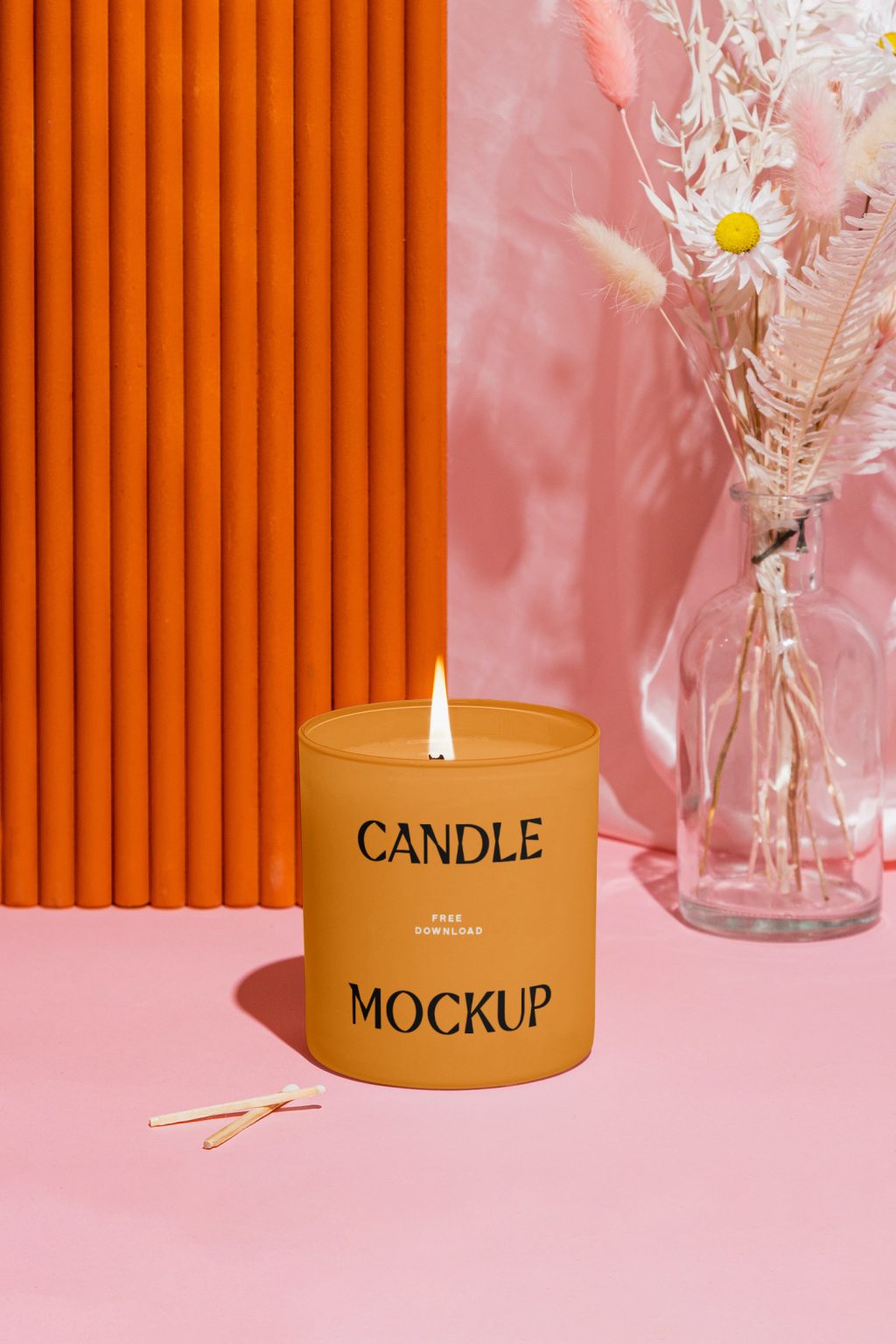 Candle with Flower Free Mockup — Free Mockup World