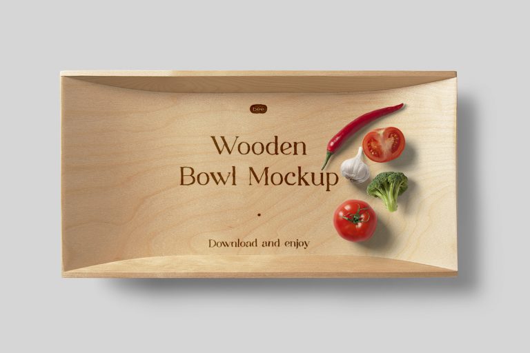 Deep Wooden Bowl Free Mockup — Free Mockup World