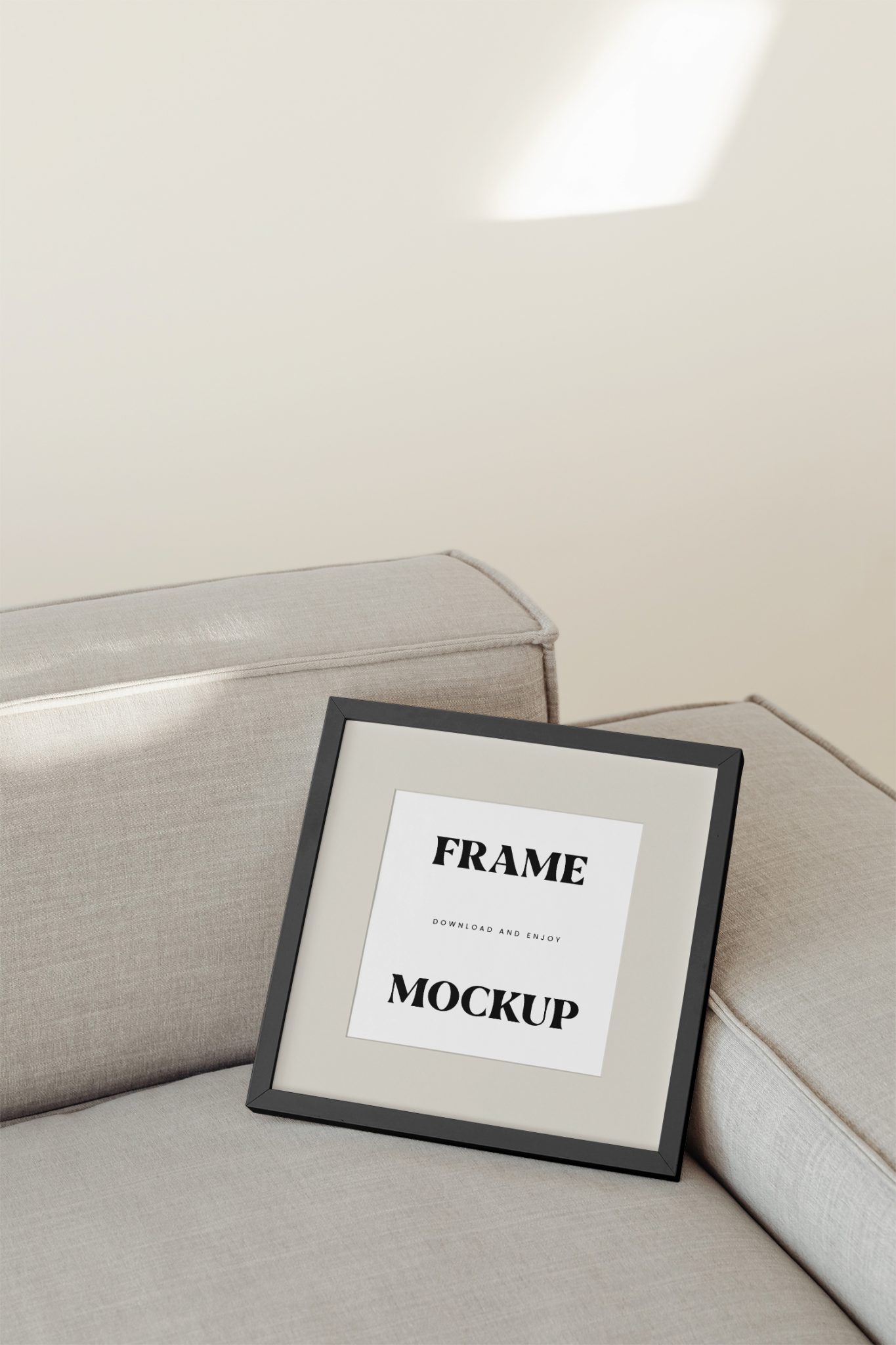 Square Frame on Couch Free Mockup — Free Mockup World