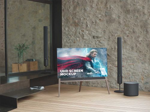 Free UHD TV Screen Mockup