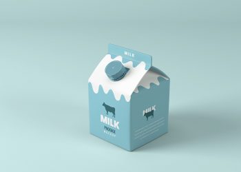 Mockup Showcasing Minimalist Milk Box Scene