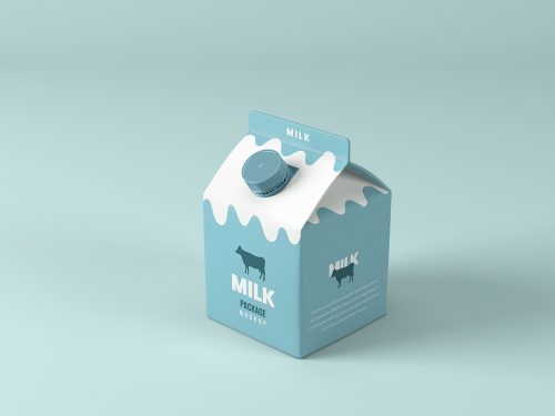 Mockup Showcasing Minimalist Milk Box Scene